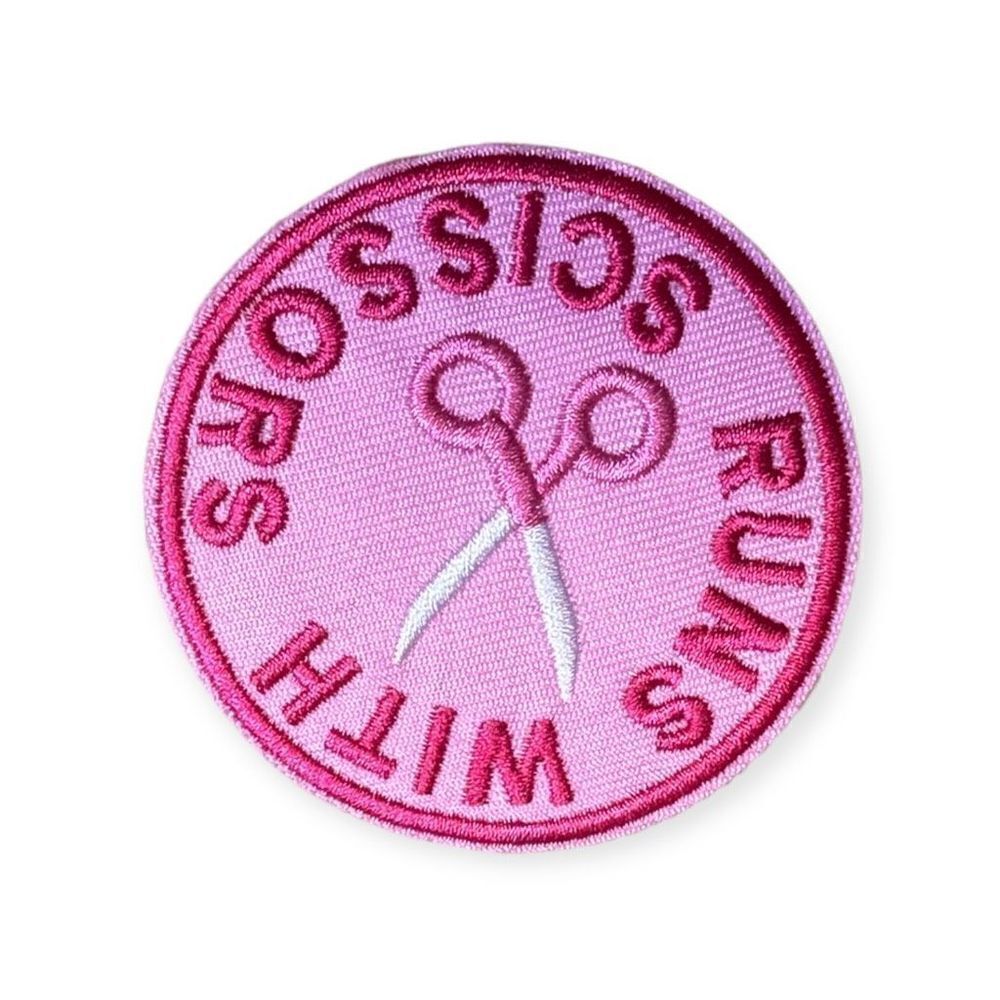 ⭐️ $6/each ⭐️ ⭐️ 2/$9 ⭐️ ⭐️3/$12 ⭐️ Pink Runs With Scissors Patch NWT